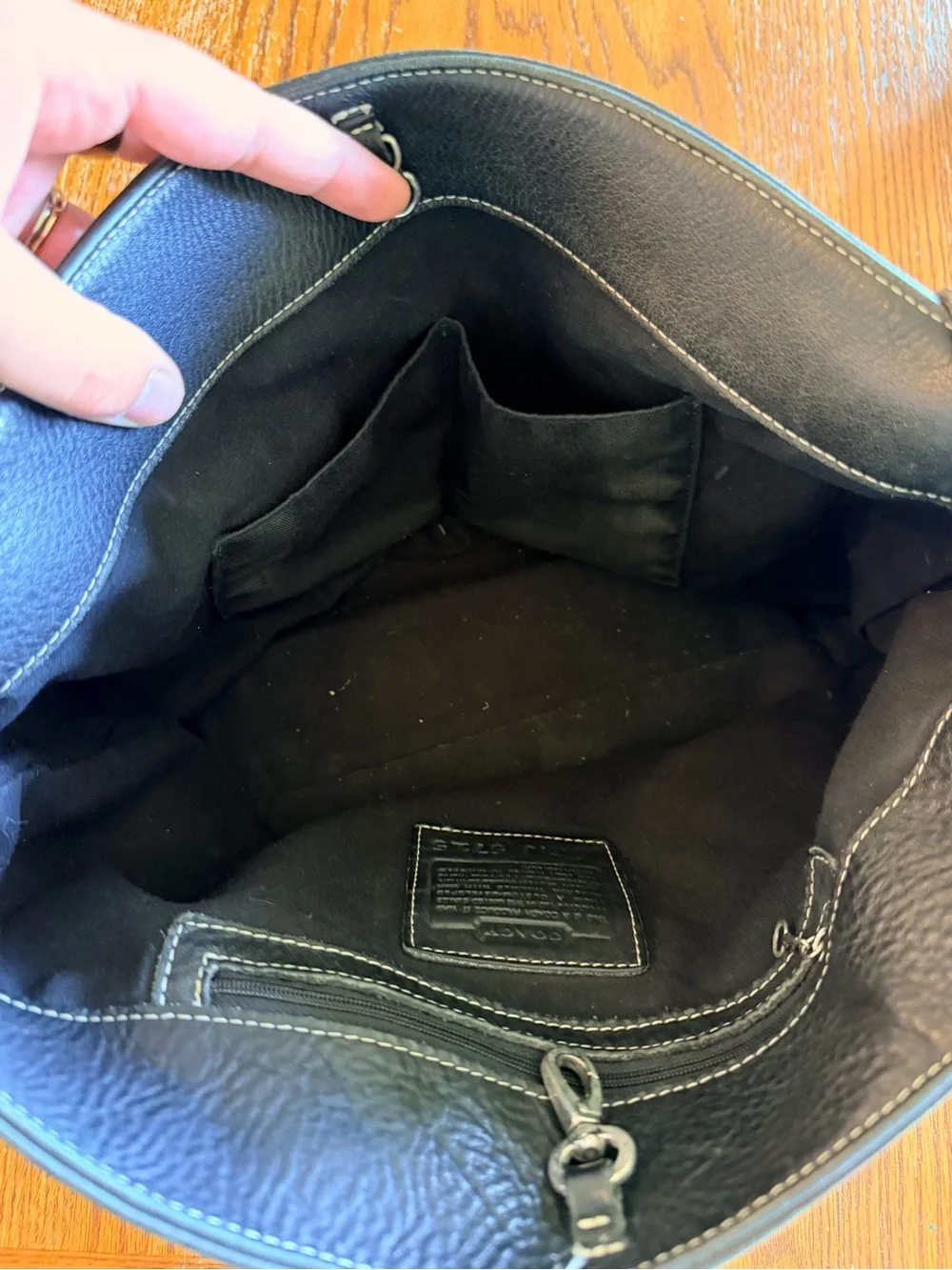 Coach black pebbled leather hobo shoulder bag